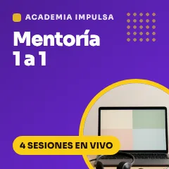 Flyer morado de la Mentoría 1 a 1 con 4 sesiones en vivo