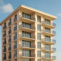 Edificio de departamentos con balcones